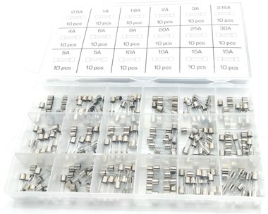 Sterling Assortiment Quick Blow Glass Fuse 0,5A- 15A 180 Pcs