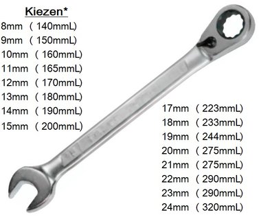 Reversible gear wrenches 8-24mm