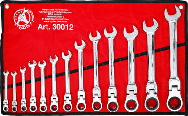 Ratchet Combination Wrench Set flexible Heads 8 - 32 mm 13 pcs