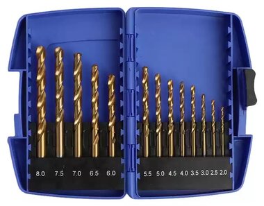 Titanium spiral drill set 2-8 mm