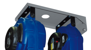 Double holder for hose and cable reels of series 0 and 1
