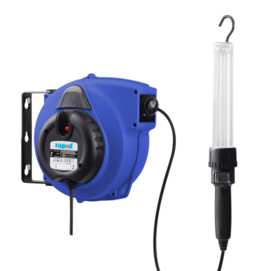Professional Automatic 230 V cable reel with 15 m cable and hand lamp