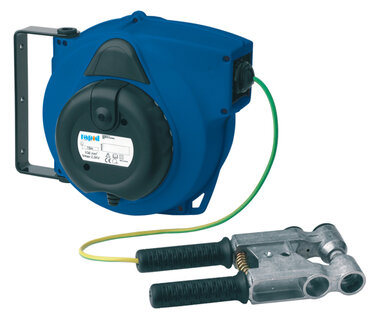 Professional Automatic cable reel with 15 m cable and earthing clip