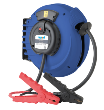 Professional Automatic cable reel with 6 m cable and battery clamps