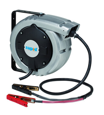 Professional Automatic cable reel with 9 m cable and battery clamps
