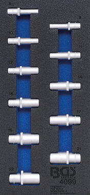 Tool Tray 1/3: Sockets 10 mm (3/8) Inch Sizes deep 11 pcs.