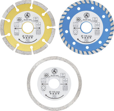 Diamond Disc Set Drill Hole Ø 20 mm Ø 115 mm 3 pcs