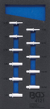 Tool Tray 1/3: Sockets 6.3 mm (1/4) Inch Sizes deep 11 pcs.