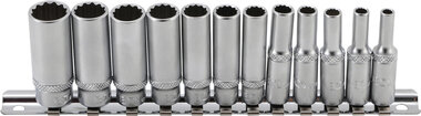 Socket Set, 12-point, deep | 6.3 mm (1/4) drive | Inch sizes | 12 pcs.