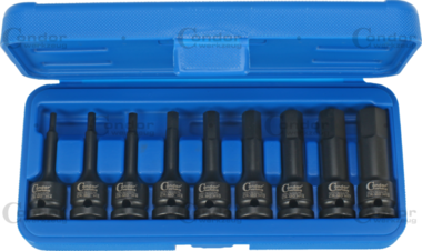 Impact Socket Bit Set 9-pcs 1/2 hex 4-19 mm