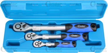 Telescopic Reversible Ratchet Set 3-pcs 1/4 + 3/8 + 1/2