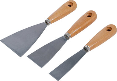 Putty Knife Set Wooden Handle 30 / 50 / 80mm 3 pcs