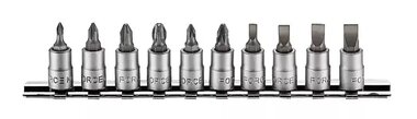 Nozzle set 1/4 Flat-Philips-Pozidriv 10 pieces