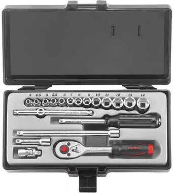 Sockets set 6-sided 1/4 20-piece