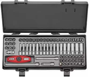 Sockets 6-sided 1/4 combination set 74-piece