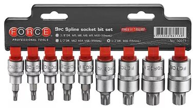 3/8 Bit socket set Spline 9-piece