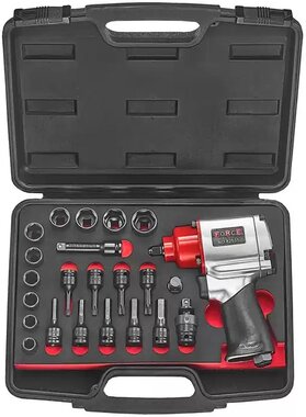 Impact wrench & Power sockets 6-sided 3/8, 23-piece