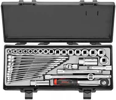 Socket set Corrugated profile 3/8, 36-piece