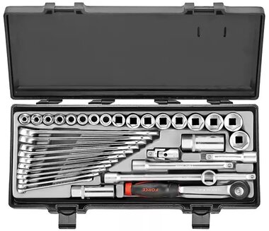 Socket set 12-sided flank comb. wrench 3/8, 36-piece