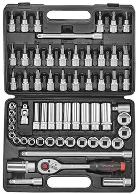 Socket set 6-sided flank 3/8 - 61-piece