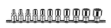 1/4 Socket set 6-sided 11-piece (SAE)