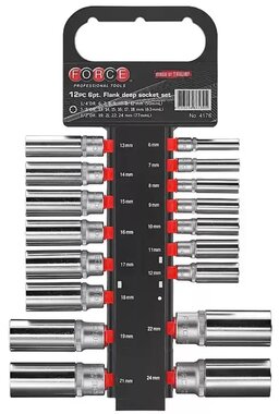 1/4 & 3/8 & 1/2 Socket set 6-sided long 17-piece