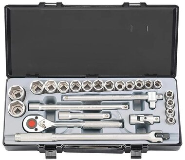 Socket set Corrugated 1/2, 24-piece