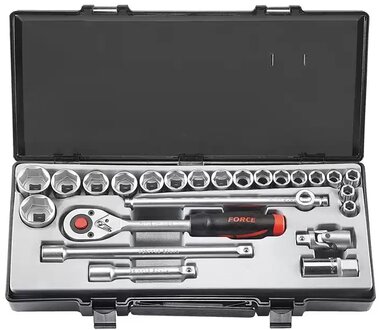 Socket set 6-sided 24-piece 1/2