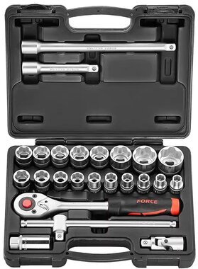 Socket set 6-sided 1/2, 24-piece