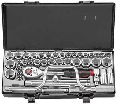 Socket set 6-sided 1/2, 41-piece