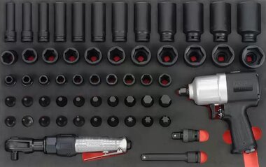 Impact Wrench & Impact Socket Set 57 Pieces (EVA)