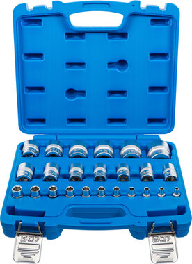 Socket Set, Hexagon 6.3 mm (1/4) / 12.5 mm (1/2) Drive Inch Sizes 24 pcs