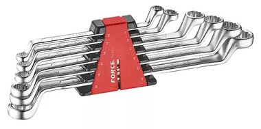 Double ring wrench set 6-piece SAE (75° bent)