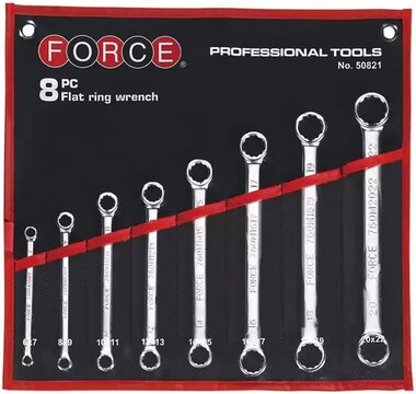 Bent double ring wrench set 15° (Pouch bag) 8-piece