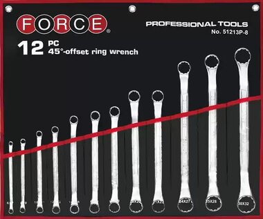 Offset ring wrench set 45° 12-piece (in pouch)