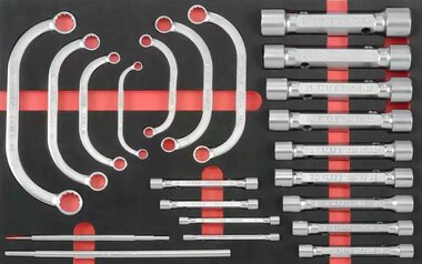 Half-moon wrench & socket wrench with two ends 22-piece (EVA)