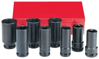 Power socket set long 8-piece (SAE)