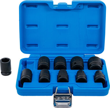 Impact Socket Set, Hexagon (1/2) Drive 3/8 - 15/16 Inch Sizes 10 pcs