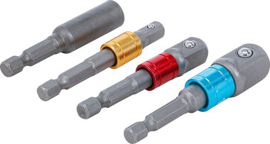 Electric Drill Adaptor Set coloured (1/4) Drive (1/4), (3/8), (1/2), internal hexagon (1/4) 4 pcs