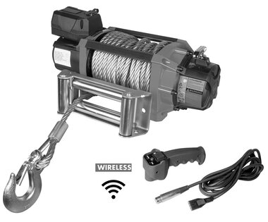 Winch 24V 8164kg 22m cable steel wireless remote control