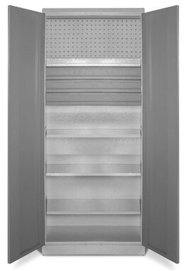 Universal storage cupboard with shelves and drawers