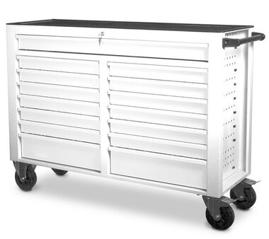 Tool trolley wide 15 drawers - white