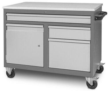 Mobile tool trolley 3 drawers 1 cabinet