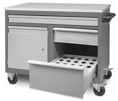 Mobile worktable 3 drawers 1 cabinet incl. cone holders ISO40