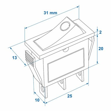 Rock switch LED blue 12V 24V-max. 10A