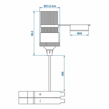Cigarette lighter socket with battery clamps 12V/24V-16A