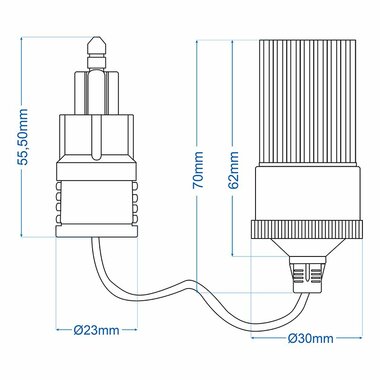 Adapter cable from DIN plug to cigarette lighter socket