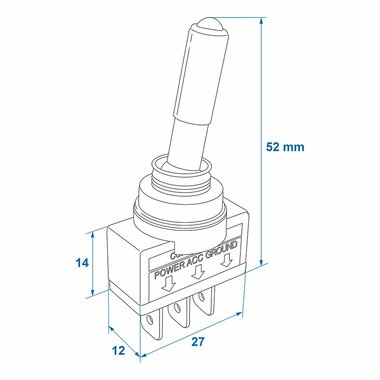 Toggle switch LED green 12V-max. 20A