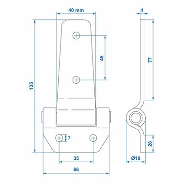 Butterfly hinge 135x65mm