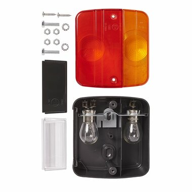 Rear light 4 functions 98x104mm incl. bulbs